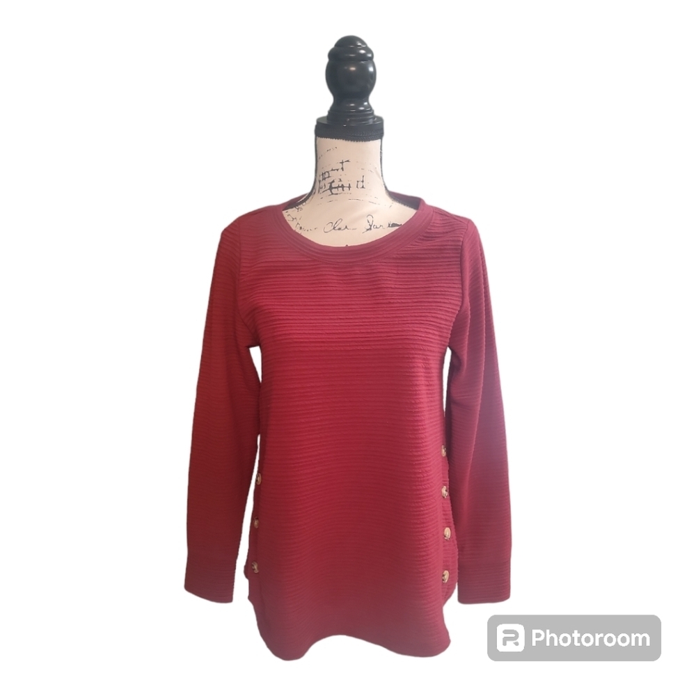 New York Laundry Womens Button Side Casual Basic Top Size Small
